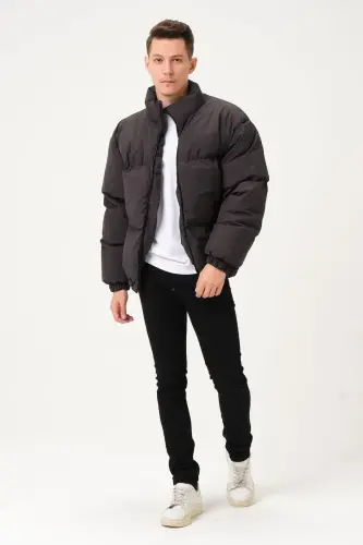 Унисекс Дождевик Ветрозащитный Бомбер Oversize Куртка Пальто Водонепроницаемый-АНТРАЦИТ - 7