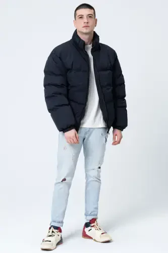 Унисекс Дождевик Ветрозащитный Бомбер Oversize Куртка Пальто Водонепроницаемый Темно-синий-ТЕМНО-СИНИЙ - 4