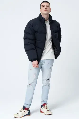 Унисекс Дождевик Ветрозащитный Бомбер Oversize Куртка Пальто Водонепроницаемый Темно-синий-ТЕМНО-СИНИЙ - 7