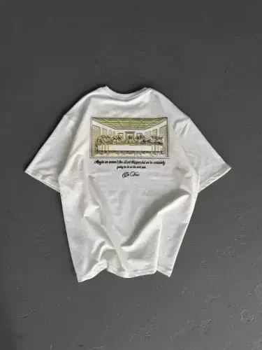 Унисекс Футболка оверсайз с принтом - Белый - 3