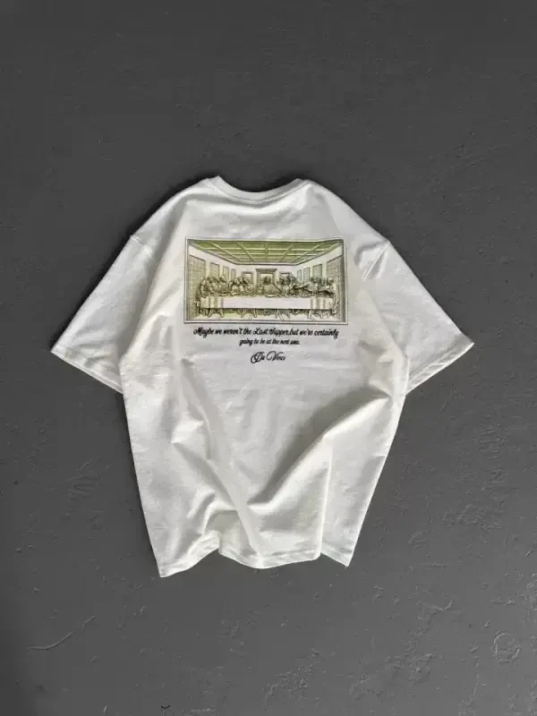 Унисекс Футболка оверсайз с принтом - Белый - 3