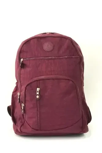 Uniseks Krinkıl Suv o'tkazmaydigan mato Katta hajmli ko'p cho'ntakli maktab va sayohat ryukzaki Cty-lbn-101-bordo - CITYCENTERFASHION (1)