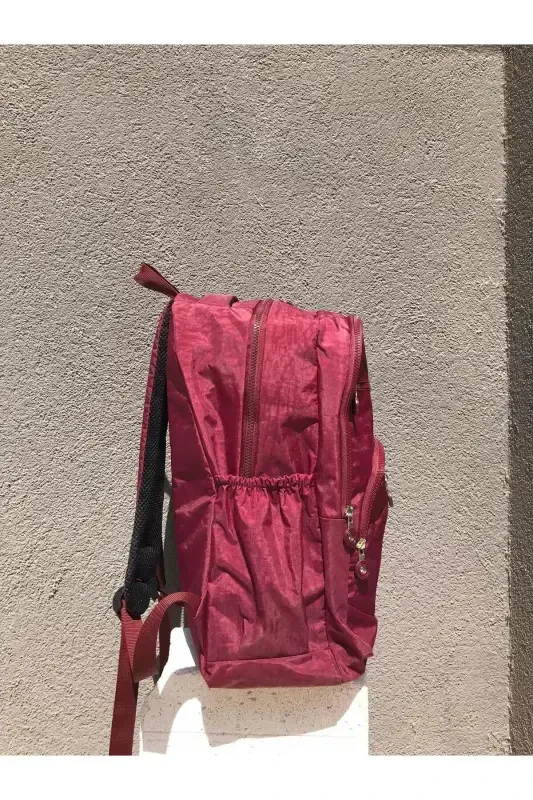 Uniseks Krinkıl Suv o'tkazmaydigan mato Katta hajmli ko'p cho'ntakli maktab va sayohat ryukzaki Cty-lbn-101-bordo - 5