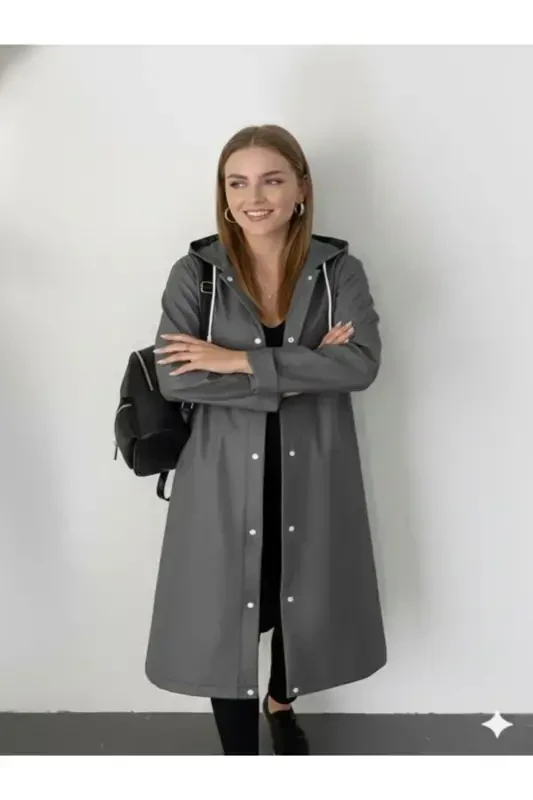 Унисекс непромокаемая ветрозащитная дождевая куртка из серой эва-ткани - 2