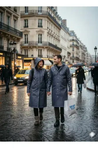 Унисекс непромокаемая ветрозащитная дождевая куртка из серой эва-ткани - 4