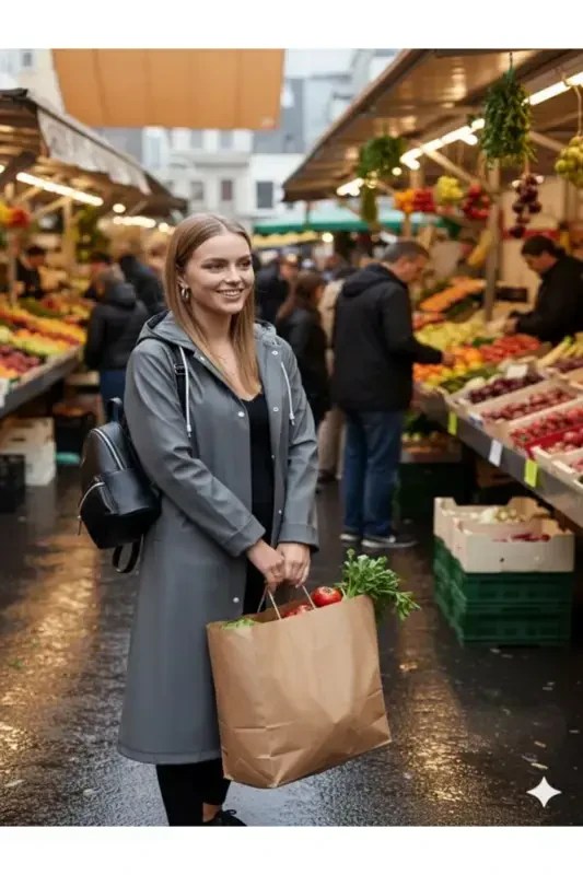 Унисекс непромокаемая ветрозащитная дождевая куртка из серой эва-ткани - 5