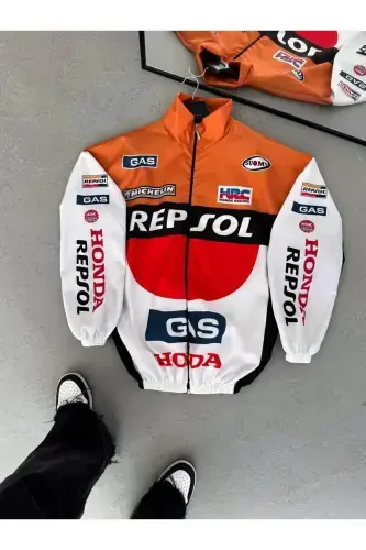 Унисекс Оранжевый Rpsl Цифровой Дизайн Принт Ветровка-дождевик с молнией - Оранжевый - RICHARLISON (1)