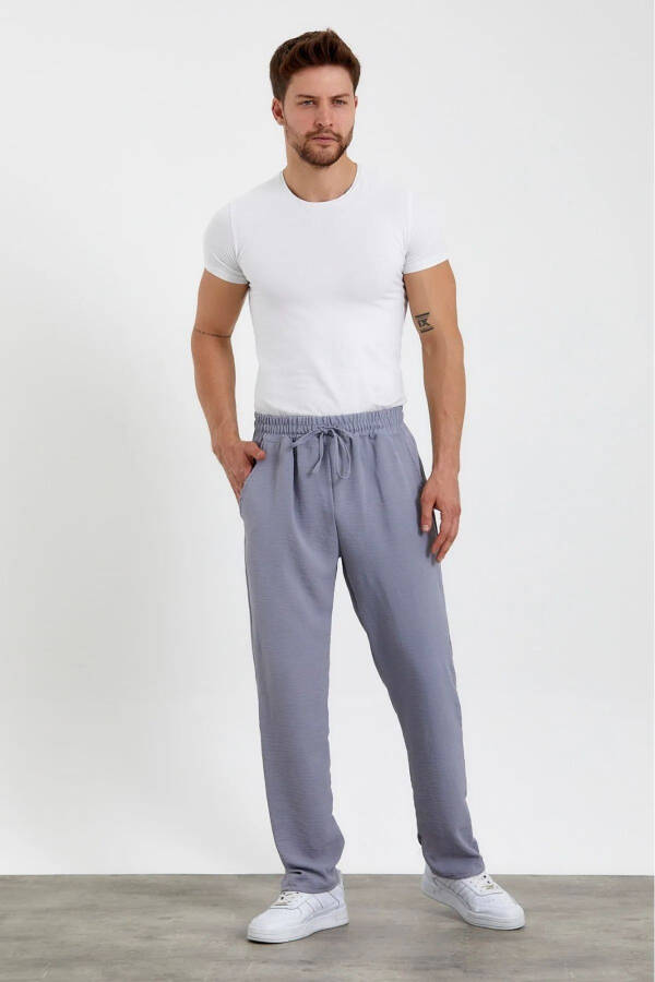 Üniseks Oversize Gri Aerobin Yazlık İnce Salaş Alt Jogger Pantolon - 5