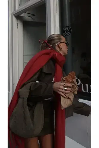 Унисекс Премиум Мягкий Буклет Шарф-Бордовый - GOLDMINE (1)