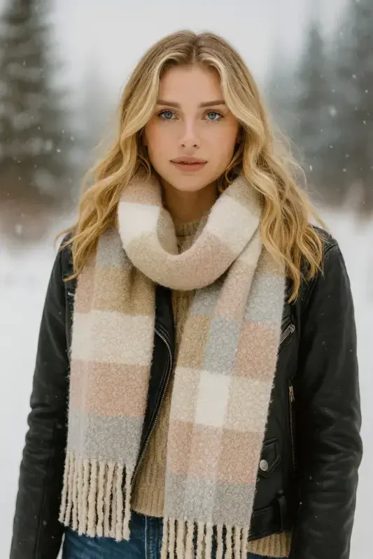 Унисекс Премиум Мягкий Буклет Шарф-Пастель - 8