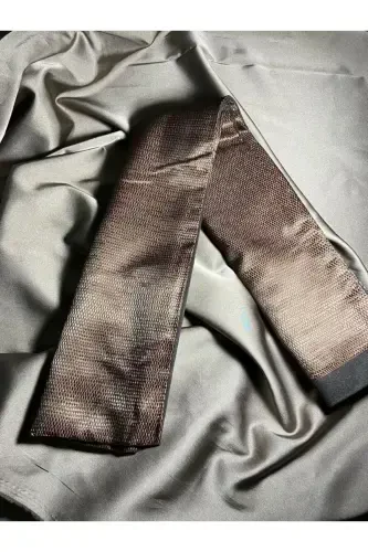 Uniseks qahva chiziqli naqshli atlas ingichka kaşmirli iliq tutuvchi yumshoq qishki sharf-sovg'a-jigarrang - 1