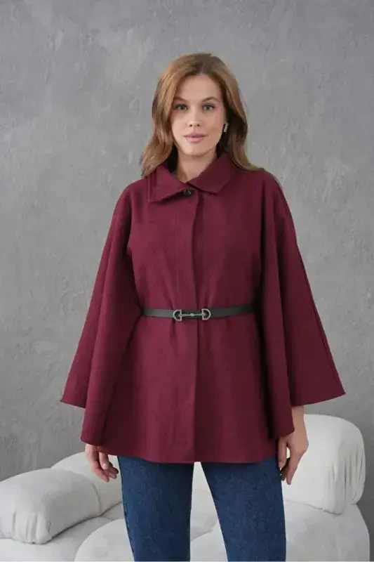 Uniseks Qizil Paxta Balıkçı Yaka Şardonlu Slimfit Boğazlı Ko'ylak - Qizil - 2