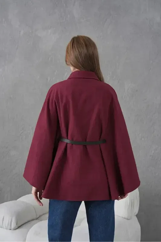 Uniseks Qizil Paxta Balıkçı Yaka Şardonlu Slimfit Boğazlı Ko'ylak - Qizil - 8