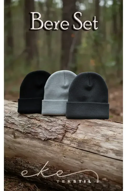 Унисекс Складной Антрацит,серый,светло-серый Комплект из 3 шапок-антрацит - 2