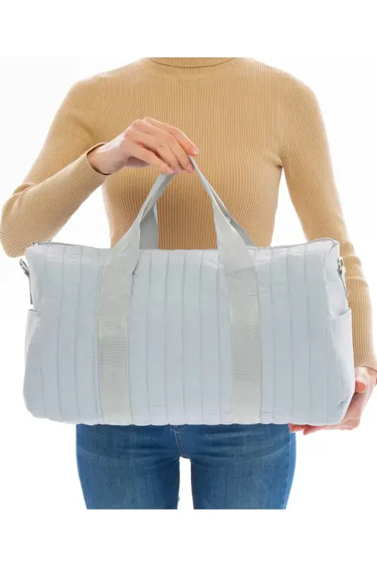 Унисекс Стеганая Сумка с Карманами на Длинном Ремне для Женщин и Мужчин, для Путешествий, Фитнеса и Спорта - Серая - 2