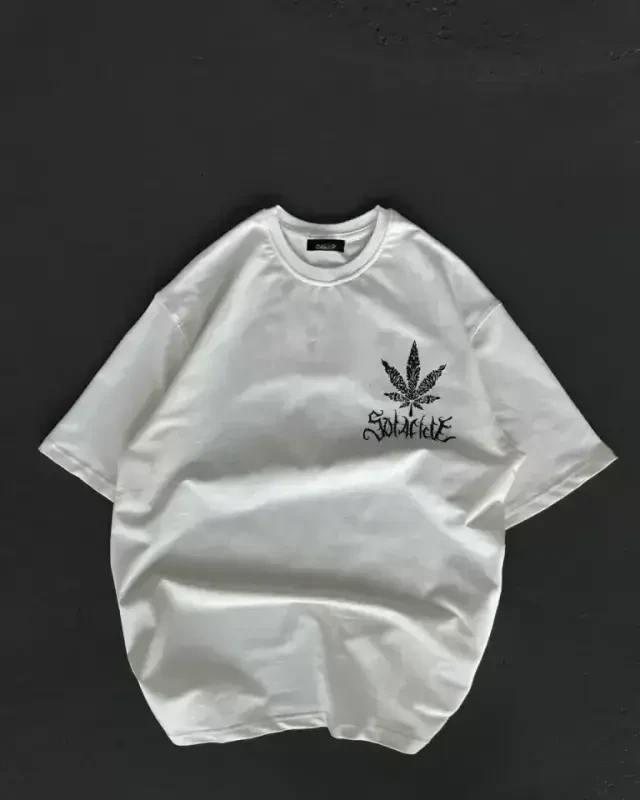 Унисекс Велосипедная Горловина С Принтом Oversize Футболка - Белая - BÜYÜKBEDENIZ