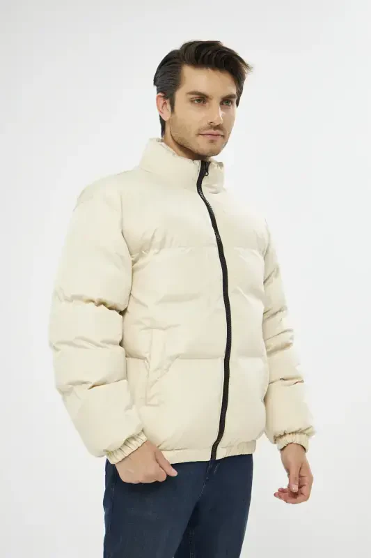 Унисекс Ветронепроницаемый Бомбер Оверсайз Куртка Пальто Водонепроницаемый MM-153-КРЕМ - 1