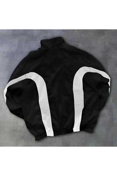 Унисекс Ветровка-дождевик из парашютной ткани Оверсайз с цифровым принтом Черный - Modazone (1)