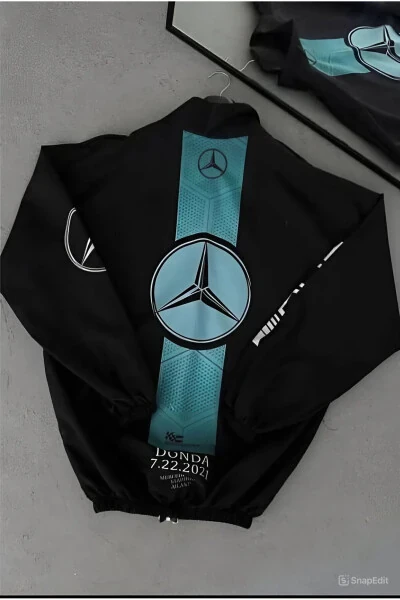 Унисекс ветровка-дождевик из парашютной ткани в стиле оверсайз с цифровым принтом черного цвета - Modazone (1)