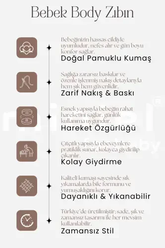 Unisex %100 Organik Paxta Fil Bosmali 0-12 Oy 3 Ta Uzun Yengli Chaqaloq Bodisi Zıbın To'plami-Pushti - 7