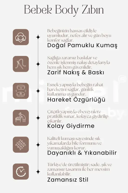 Unisex %100 Organik Paxtadan Fil Bosmali 3-6-9-12 Oy 3 Talikli Uzun Yengli Chaqaloq Bodisi Zibin-EKRU - 2