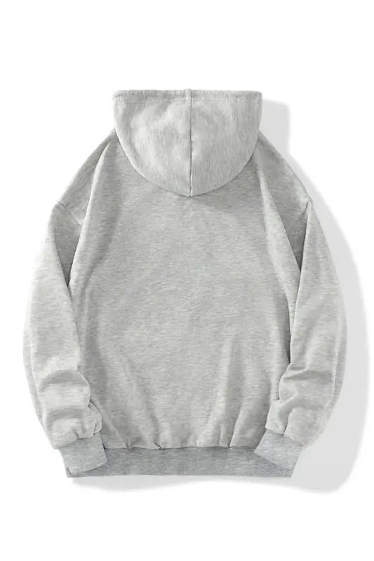 Unisex 2 ipdan trikotaj mato London bosmali fermuarlı kapüşonli sviter kardigan-kulrang - 2