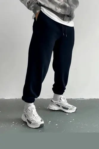 Unisex 2ip Navy Knitted Fabric Sweatpants-navy 