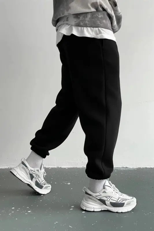 Unisex 2ip Örme Kumaş Eşofman Alt - siyah - 2