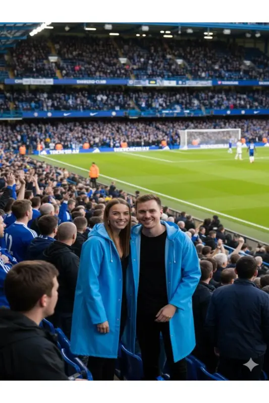 Unisex Açık Mavi Eva Kumaş Su Rüzgar Geçirmez Yağmurluk Taraftar Yağmurluğu-Mavi - 3