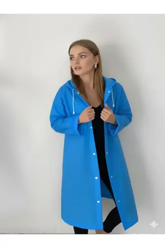 Unisex Açık Mavi Eva Kumaş Su Rüzgar Geçirmez Yağmurluk Taraftar Yağmurluğu - Mavi - İMEXTECH (1)