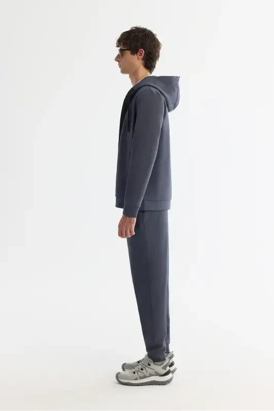 Unisex Anthracite Hooded Sweatshirt, Zippered, Regularfit - 4