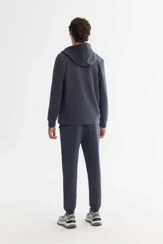 Unisex Anthracite Hooded Sweatshirt, Zippered, Regularfit - 5