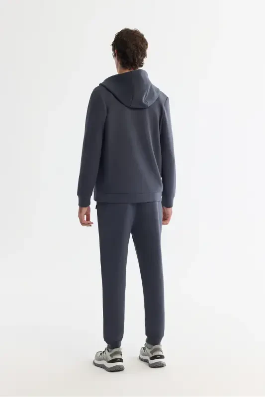 Unisex Anthracite Hooded Sweatshirt, Zippered, Regularfit - 5