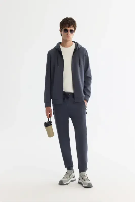 Unisex Anthracite Hooded Sweatshirt, Zippered, Regularfit - 6