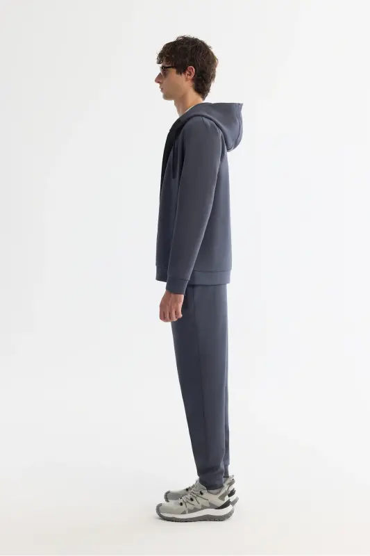 Unisex Anthracite Hooded Sweatshirt, Zippered, Regularfit - 4