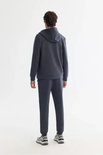 Unisex Anthracite Hooded Sweatshirt, Zippered, Regularfit - 5