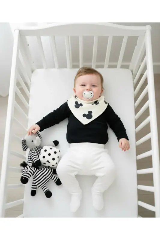 Unisex Baby 100% Cotton Black White Tones Double Layer Scarf Bib - Drool Bib 10 Pieces - 3
