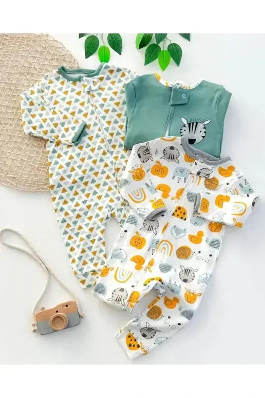 Unisex Baby 3-Piece Animal Figure Romper Set - MIDIRIK