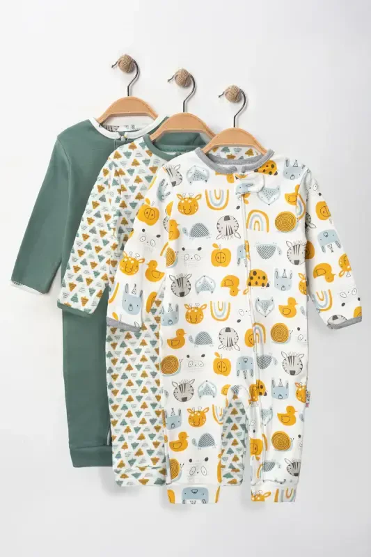 Unisex Baby 3-Piece Animal Figure Romper Set - 2