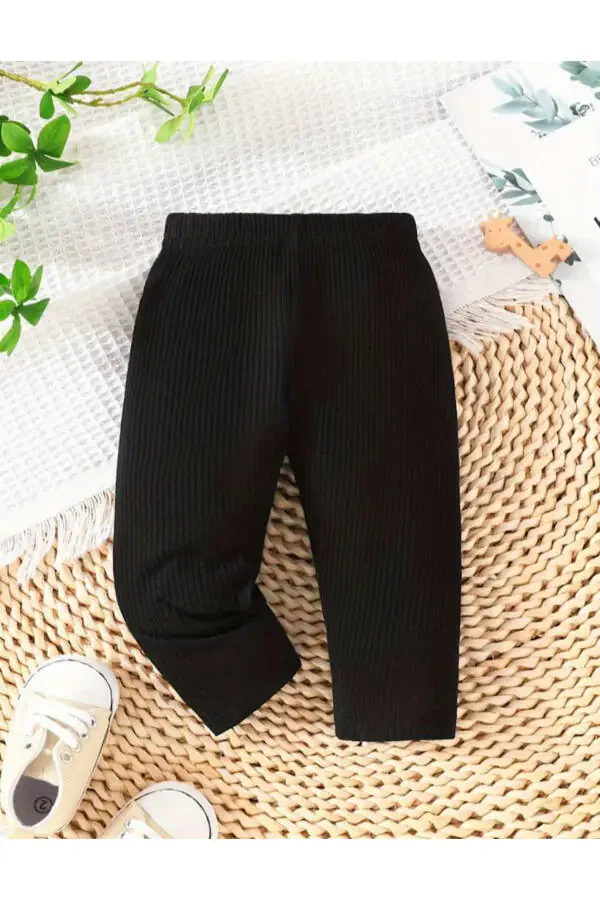 Unisex Baby and Child Cashmere Seasonal Black Leggings - 1