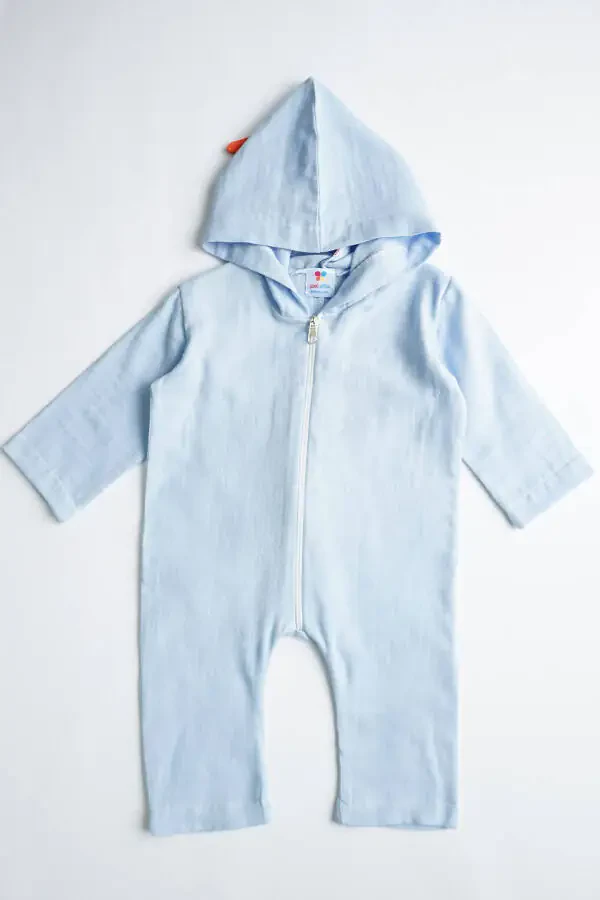 Unisex Baby and Kids Dinosaur Print Muslin Hooded Jumpsuit - 2