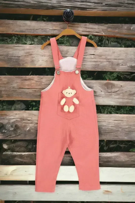 Unisex Baby Bear Print Colorful Overall Jumpsuit Lycra Stretchy Fabric Adjustable Strap - DINAMIK ÇOCUK