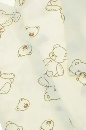 Unisex Baby Bear Print Ribbed Fabric Snap-Button Newborn Baby Romper 100% Cotton Flexible 1-3-6 Months-WHITE BEAR - 4