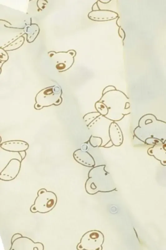 Unisex Baby Bear Print Ribbed Fabric Snap-Button Newborn Baby Romper 100% Cotton Flexible 1-3-6 Months-WHITE BEAR - 4