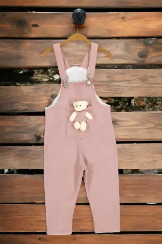 Unisex Baby Bear Printed Colorful Overall Jumpsuit with Adjustable Straps Made of Lycra Stretchy Fabric 