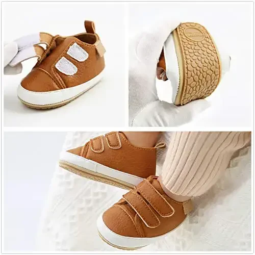 Unisex Baby Boys Girls High-Top Ankle Sneakers Soft Rubber Sole Infant Crib Shoes Toddler First Walkers - 7