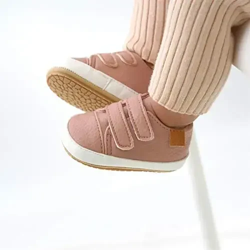 Unisex Baby Boys Girls High-Top Ankle Sneakers Soft Rubber Sole Infant Crib Shoes Toddler First Walkers - 3