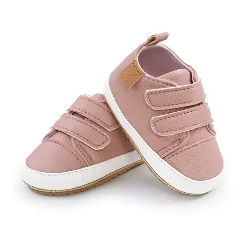 Unisex Baby Boys Girls High-Top Ankle Sneakers Soft Rubber Sole Infant Crib Shoes Toddler First Walkers - 5