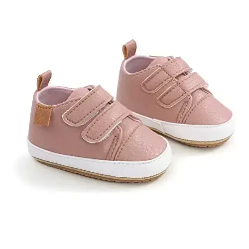 Unisex Baby Boys Girls High-Top Ankle Sneakers Soft Rubber Sole Infant Crib Shoes Toddler First Walkers - 6