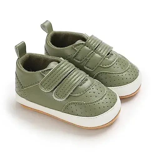 Unisex Baby Boys Girls High-Top Ankle Sneakers Soft Rubber Sole Infant Crib Shoes Toddler First Walkers - 5